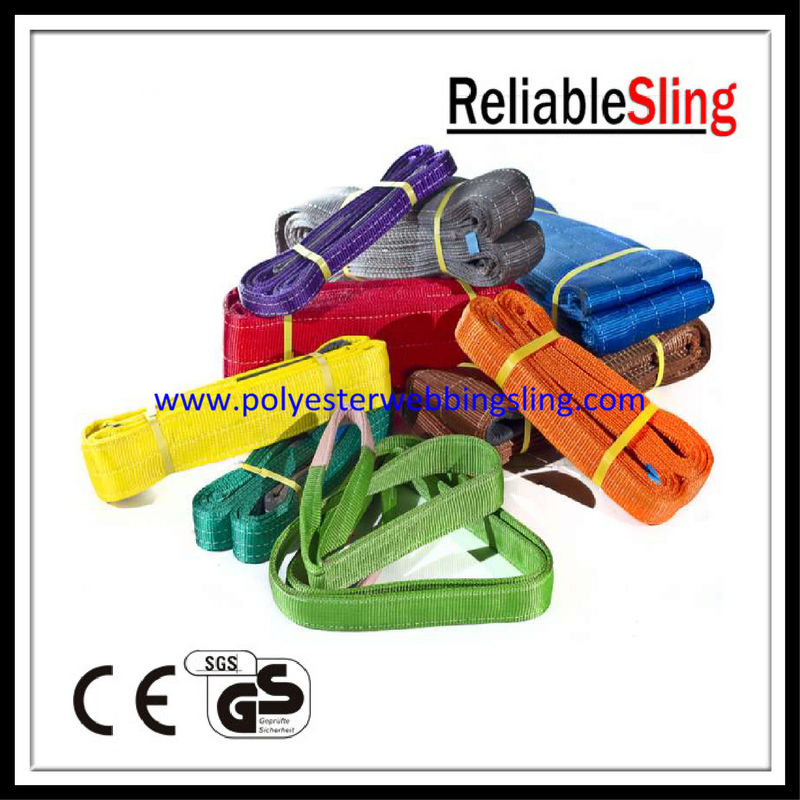 CE GS Approved Polyester Duplex Flat bing Sling for Lifting , Eye to Eye Sling