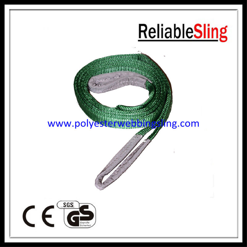 Two Ton Green synthetic fiber lifting slings / Polyester Flat  Sling