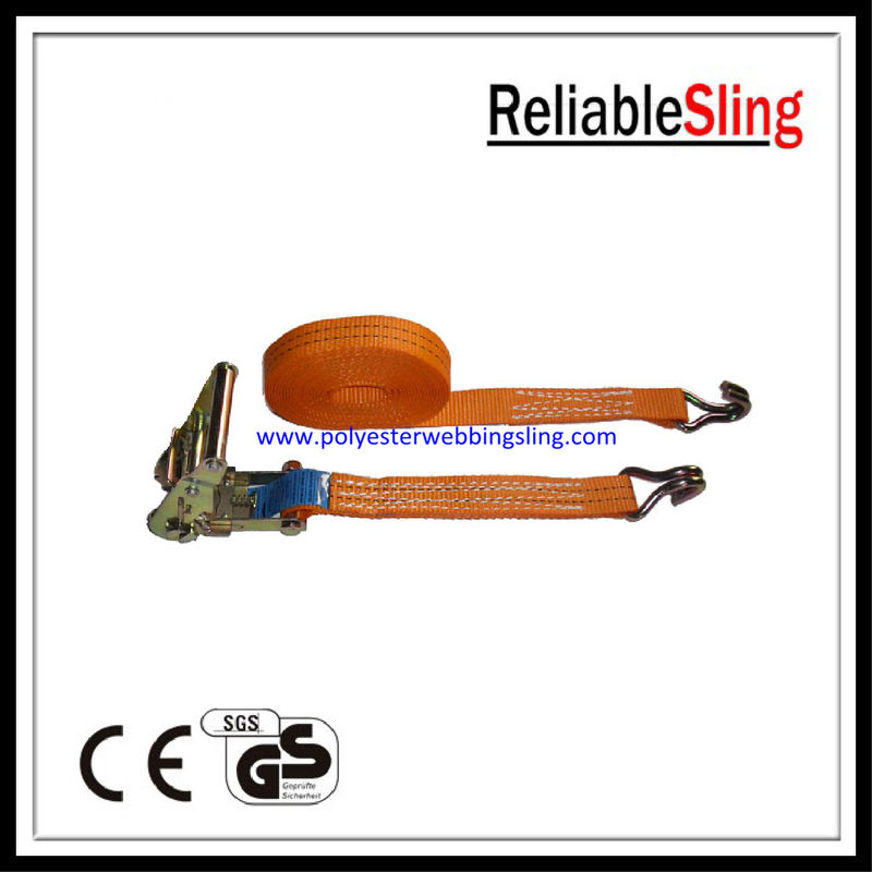 35mm 2T Freight / Cargo Ratchet Tie Down Strap with wire / flat / snap hooks