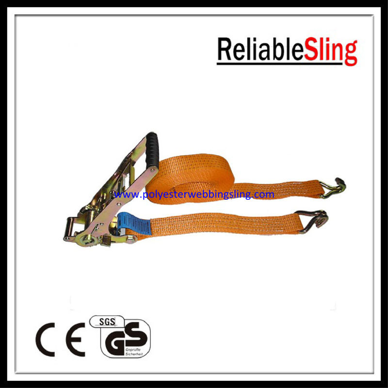 5T Double j hook lashing tie down straps for trucks , Lashing
