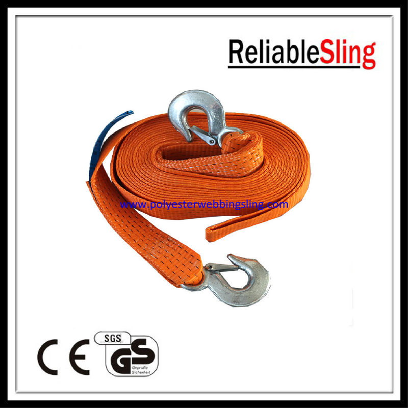 CE GS ISO Orange heavy duty tow straps with hooks for off road recovery