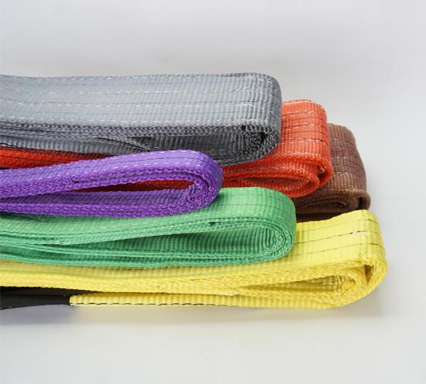 100 polyester low elongation color code belt type web slings for