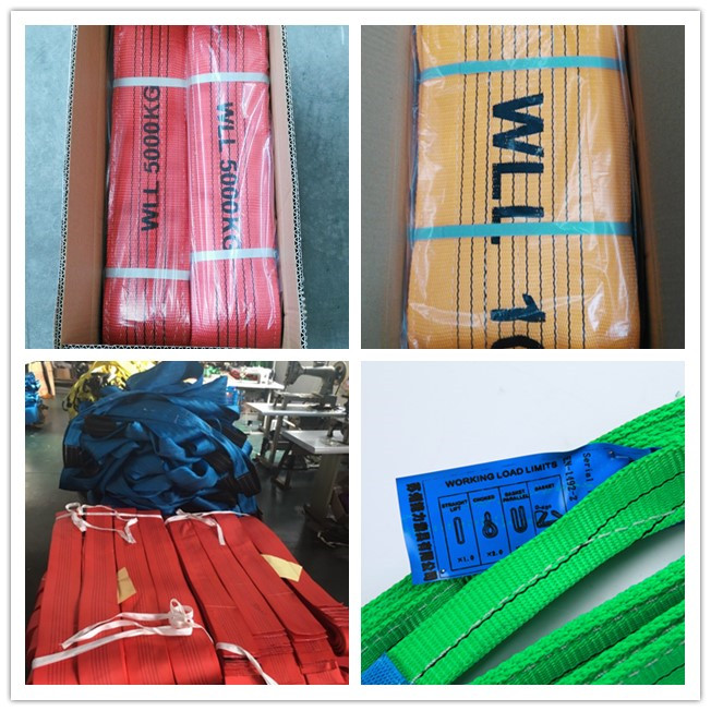 6000 KG Polyester bing Lifting Slings Safety Factor 71 With Reinforced Loop Ends