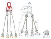 GB/T 16762  Four Leg Wire Rope Sling , 32mm Galvanized Cable Sling With Loops